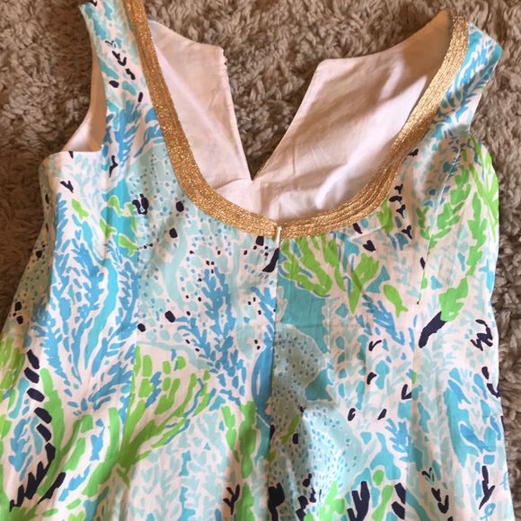 Lilly Pulitzer floral print gold neck line dress - Picture 2 of 3